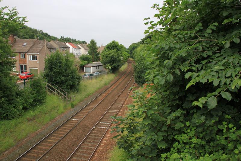 Blackford Hill needs Pruning: The lineside vegetation is being shaped by passing trains at the site of Blackford Hill Stn. on 11/07/2013 Photo of Blackford Hill needs Pruning