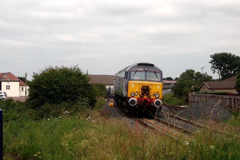 57304 on 5Z41 at Barassie: Arriving to run round in Barassie yard, DRS Thunderbird 57304 arives at Barassie from Kilmarnock on 5Z41 from Kilmarnock to Wembley. with the Prendolino MK3 stock, on Wednesday 10th July 2013. Photo of 57304 on 5Z41 at Barassie
