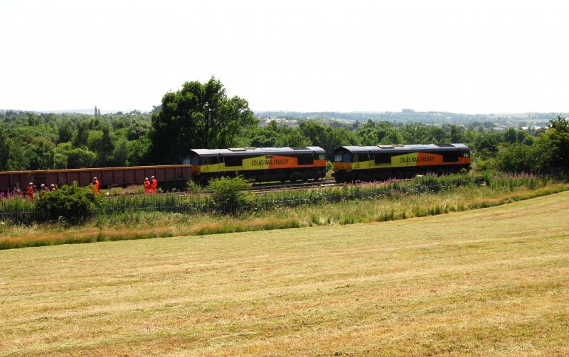 COLAS @ Busby: 66849 & 50 Work at Busby at the installation of the new points Sun 21/07/2013 Photo of COLAS @ Busby