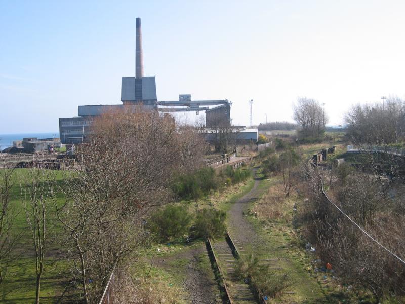 Approaching Leven,Fife-2009-2: Disused line from Thornton to Leven. Power station now demolished. Photo of Approaching Leven,Fife-2009-2