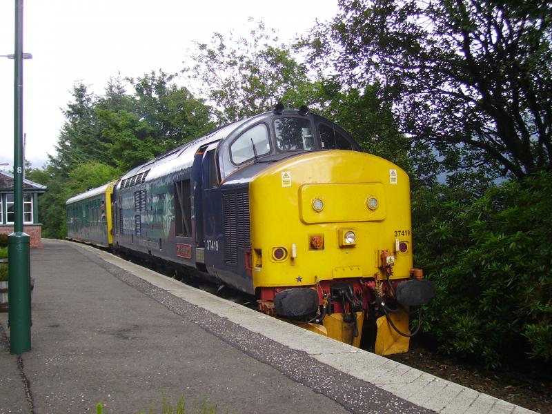 37409 at Arrochar and Tarbet: 37409 at Arrochar and Tarbet hauling the lovely Caroline. Friendly driver too! Photo of 37409 at Arrochar and Tarbet