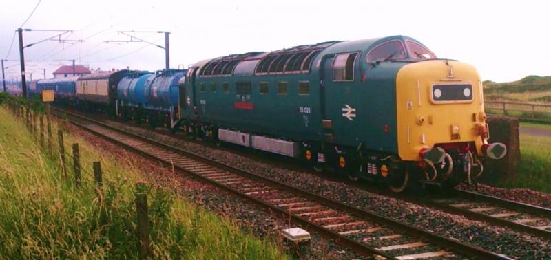 55 022 / D9000 Gailes Level Crossing 27/7/13: With 334 033 in tow Photo of 55 022 / D9000 Gailes Level Crossing 27/7/13