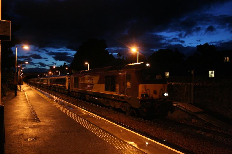 Shut eye: 67007 slows into Blair Atholl with 1M16 on the 29th July 2013 Photo of Shut eye