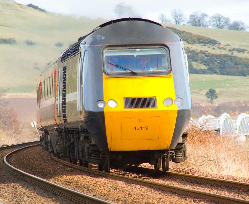 43119: 43119 heads the up Highland Chieftain at Forgandenny Photo of 43119
