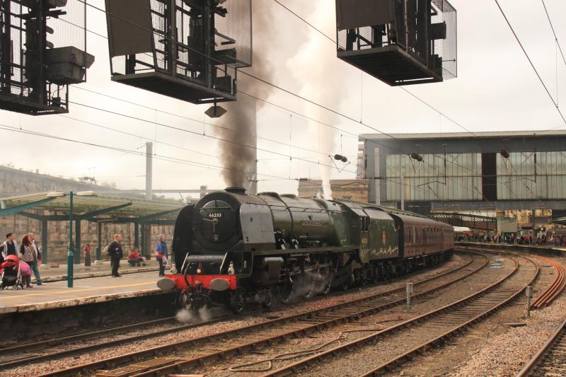 A smoky 46233 : 46233 on 1Z30 16.11 Carlisle to Crewe getting ready to leave platform 3 on 17/08/2013 Photo of A smoky 46233