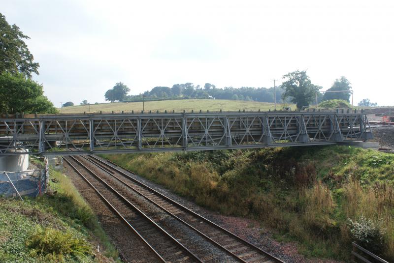 Temporary Bridge at Mill of Keir.: Temporary Bridge at Mill of Keir taken from the existing bridge on 25.08.13. Photo of Temporary Bridge at Mill of Keir.