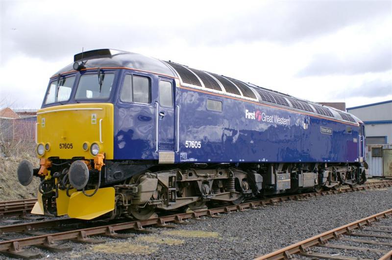 57605: Ex Works FGW 57605 stands outside in the yard at Brush Barclay Kilmarnock on 25th March Photo of 57605