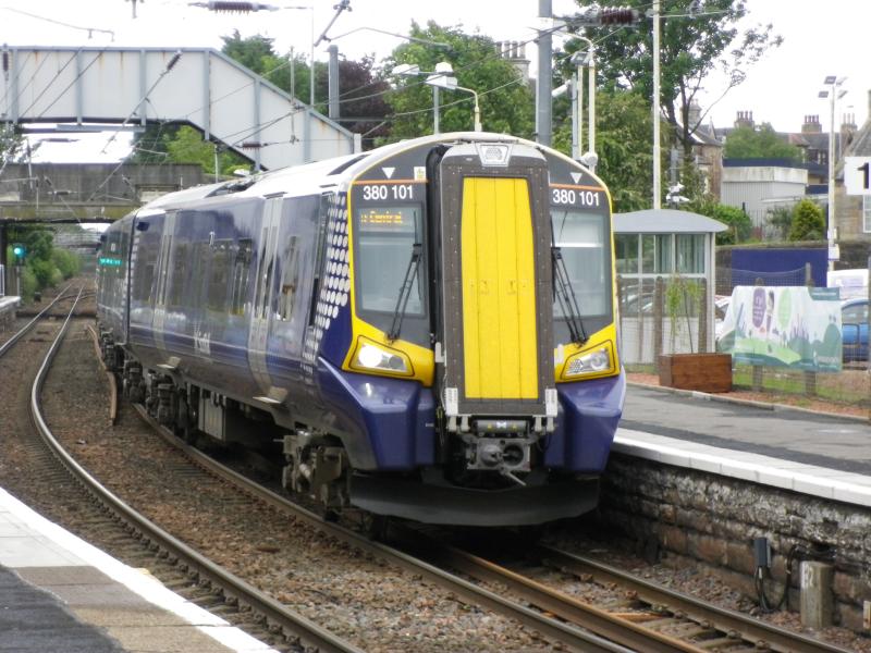 Kilwinning: A Class 380 arrives at Kilwinning with an evening service from Largs in May 2011. Photo of Kilwinning