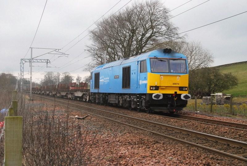 60074: On 6E30 at Cleghorn LC 27/3/08 Photo of 60074