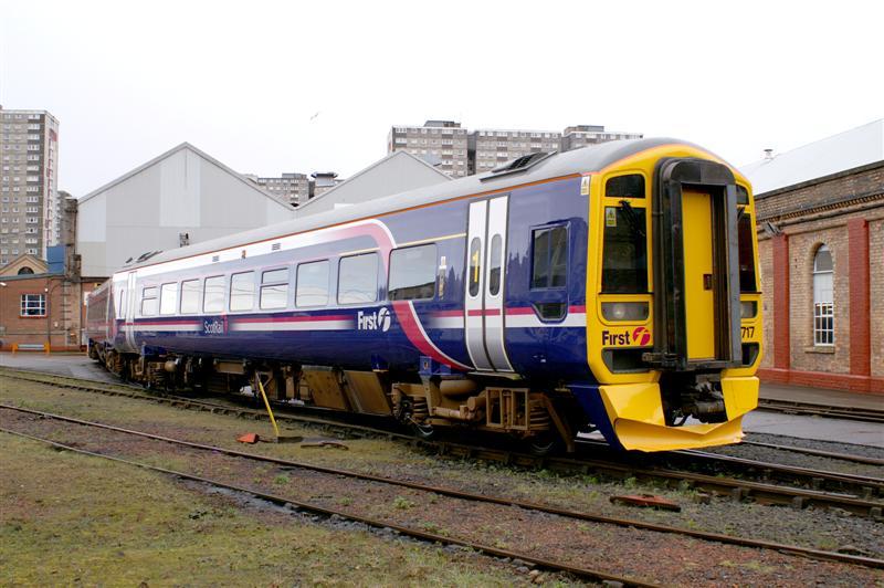 158717: 158717 Stands in the yard at Railcare Springburn prior to release back into traffic on 30th March Photo of 158717