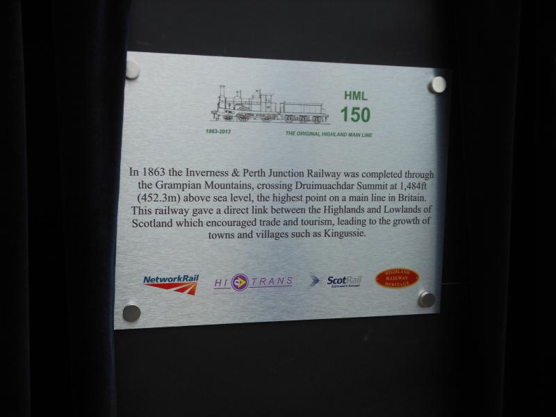 HML 150 Years Anniversary Celebration: As part of HML 150 celebration held at Kingussie station on Sun 8th Sept 2013 a plaque was unveiled to mark the occasion. Photo of HML 150 Years Anniversary Celebration