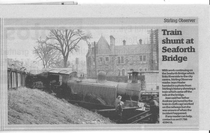 Steam Derailment at Stirling: This appeared in the Stirling Observer on 11.09.2013 with a request for more information and the provision of a date. Photo of Steam Derailment at Stirling