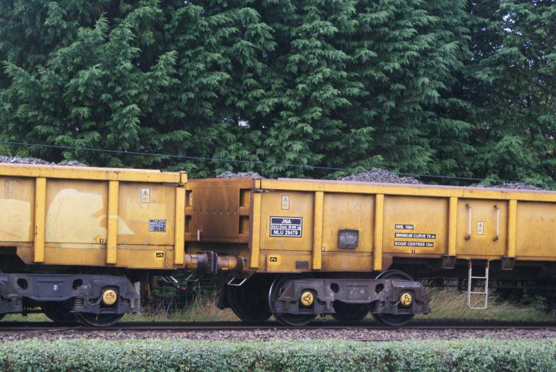 JNA wagons loaded with spoil parked at my back garden: JNA wagons loaded with spoil parked at my back garden. 15.09.13 Photo of JNA wagons loaded with spoil parked at my back garden