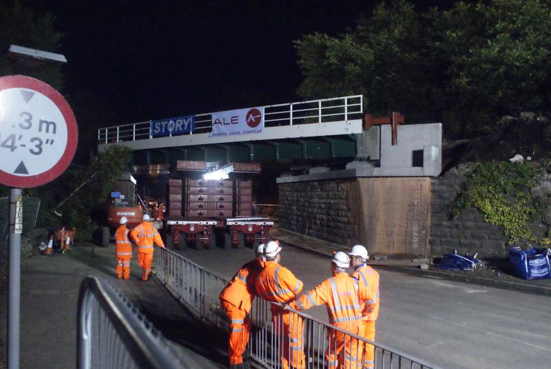 Finally there: Finally there at 20:00. It took an hour of small movements back and fore to get the alignment right by which time the majority of the 300 or so spectators had given up waiting. 28.09.13 Photo of Finally there