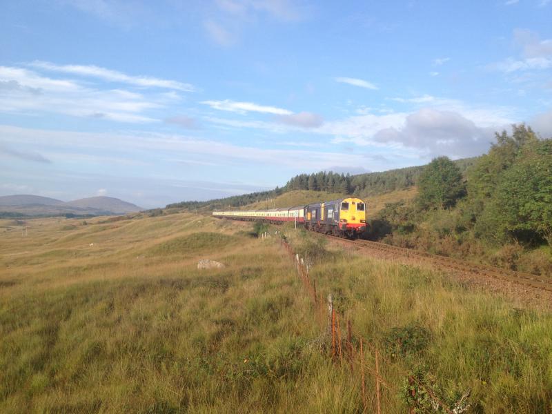 20's Autumn Highlander approaching Bridge of Orchy: Photo of 20's Autumn Highlander approaching Bridge of Orchy