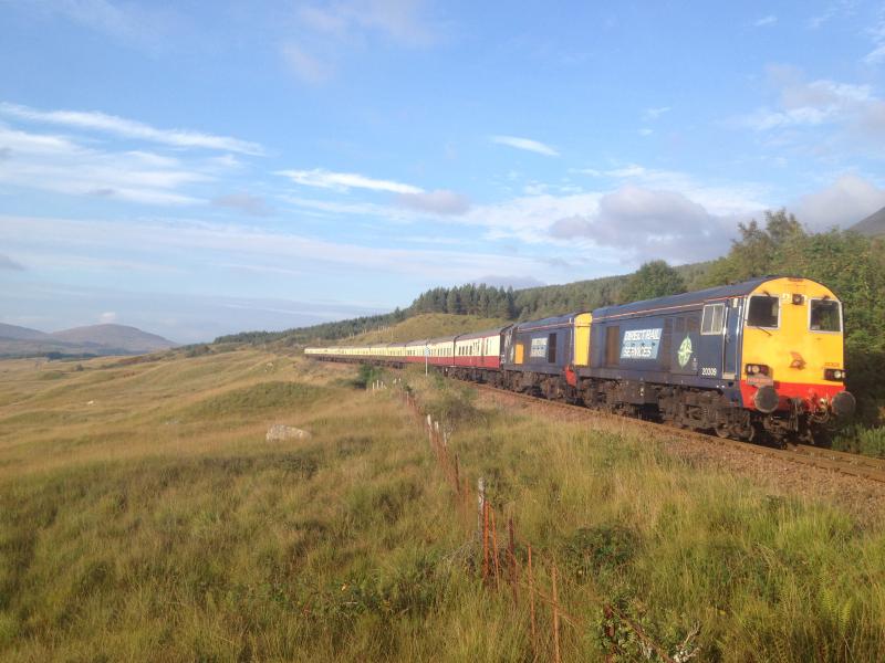20's Autumn Highlander arriving at Bridge of Orchy: Photo of 20's Autumn Highlander arriving at Bridge of Orchy