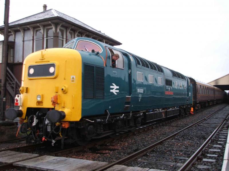 55022: 55022 at rear of railtour stock 24 sept at boness Photo of 55022