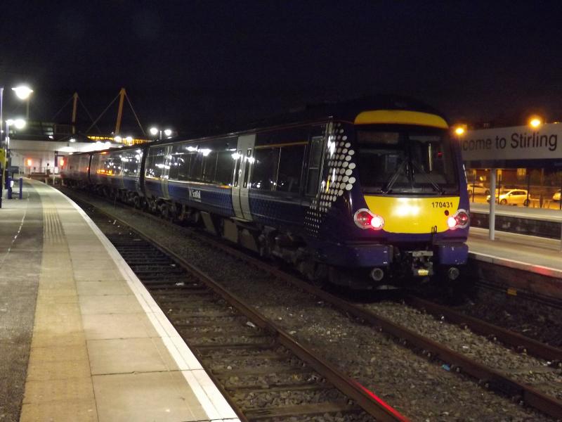 Class 170 by Night: Class 170 rests in a bay at Stirling Station in late September ready for its next duty. Thanks to Clarkc Photo of Class 170 by Night