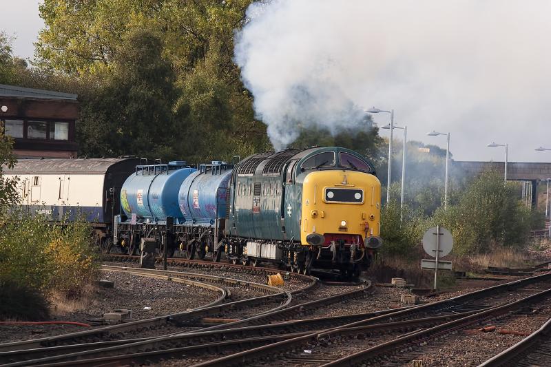 55022 Royal Scots Grey: 55022 Royal Scots Grey departing Brodies Engineering on 6Z54. Saturday 19th October Photo of 55022 Royal Scots Grey