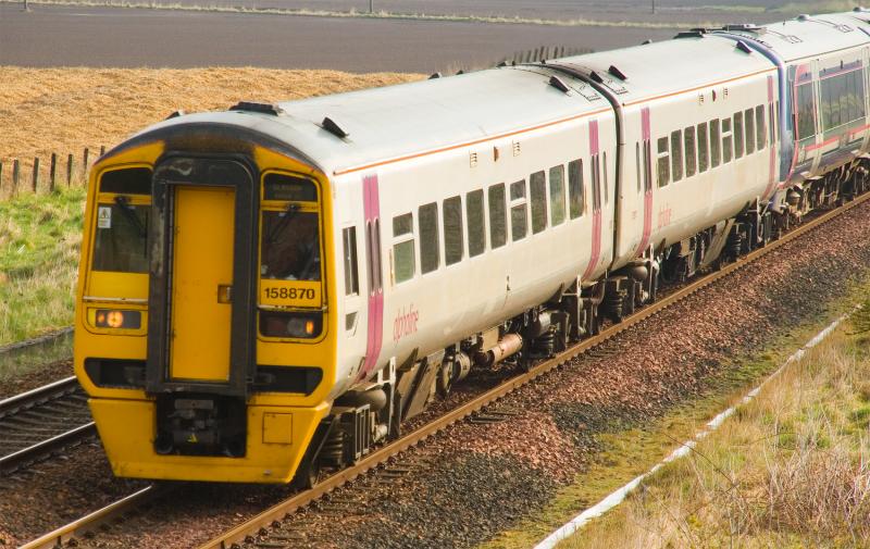 158870: 158870 in Alphaline livery heads south at Forteviot Photo of 158870