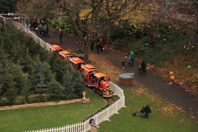Santa's train: Santa's train on it's track in Princes St Gardens. A bit of variety from the units, voyagers and 91's. Photo of Santa's train