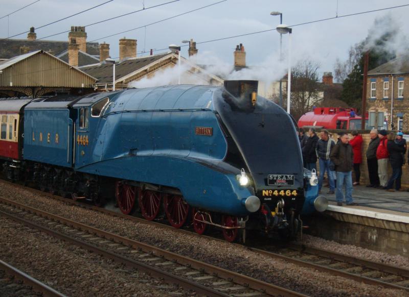 Streak!.: A4 Bittern, having taken water, awaits departure from Retford before achieving its 90mph run on Saturday December 7th 2013. Photo of Streak!.