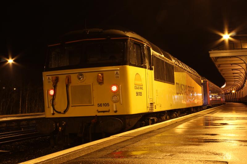 The eventual return of 5Z48: 5Z48 on the 4th loco of the return trip. 56105 pauses in kilmarnock having run round half the coaches Photo of The eventual return of 5Z48