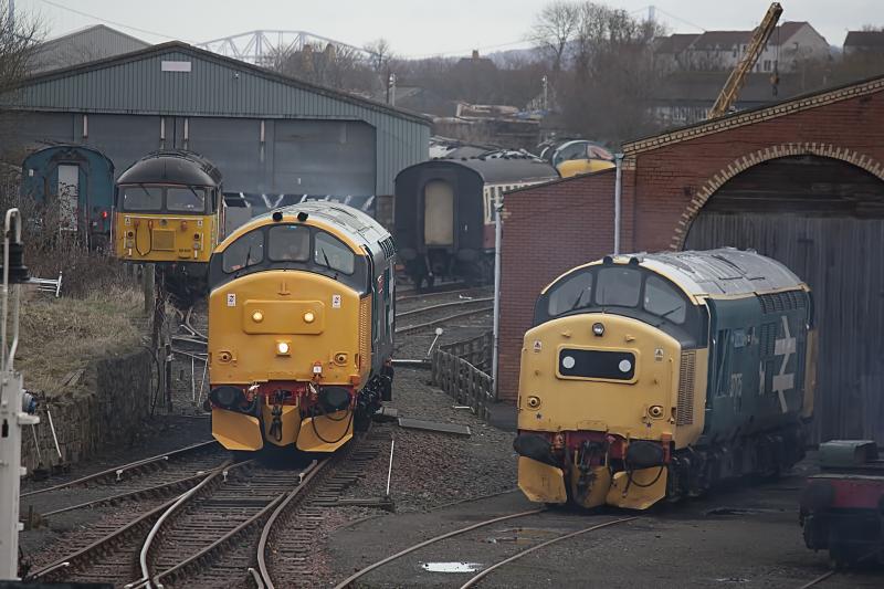 First & Last: 37175 & 37401 at Bo'ness on Saturday 28th December. The Queens first appearance in preservation. Photo of First & Last