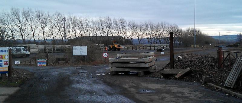 Photo of Borders Railway sleeper stack at Millerhill