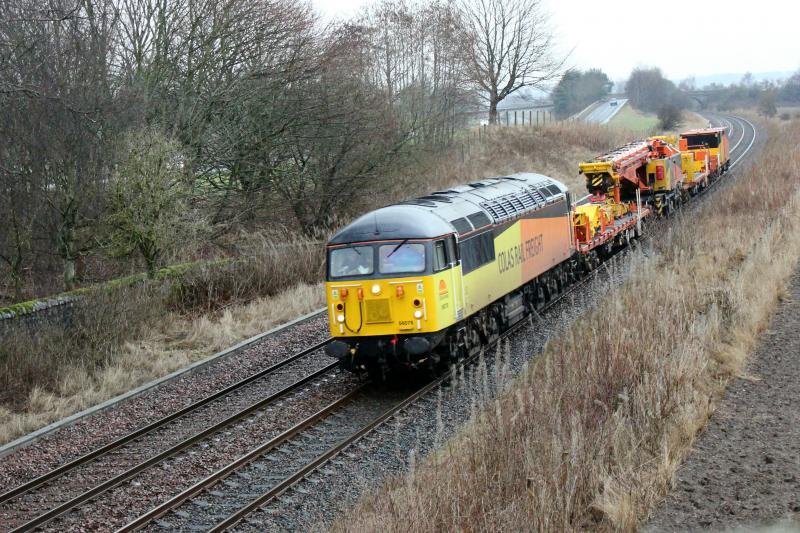 56078 - 6Z56 - Aviemore Speyside to Mossend: 56078 south through Luncarty working Aviemore (Speyside) to Mossend 'Colas Crane' move Photo of 56078 - 6Z56 - Aviemore Speyside to Mossend