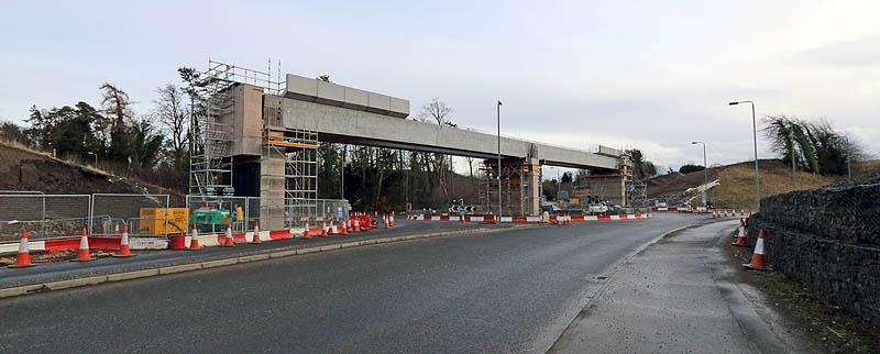 Hardengreen Viaduct: Pictured on 23rd February 2014, the new railway viaduct stands, partially completed. The landscape at Hardengreen has been for ever changed! Photo of Hardengreen Viaduct