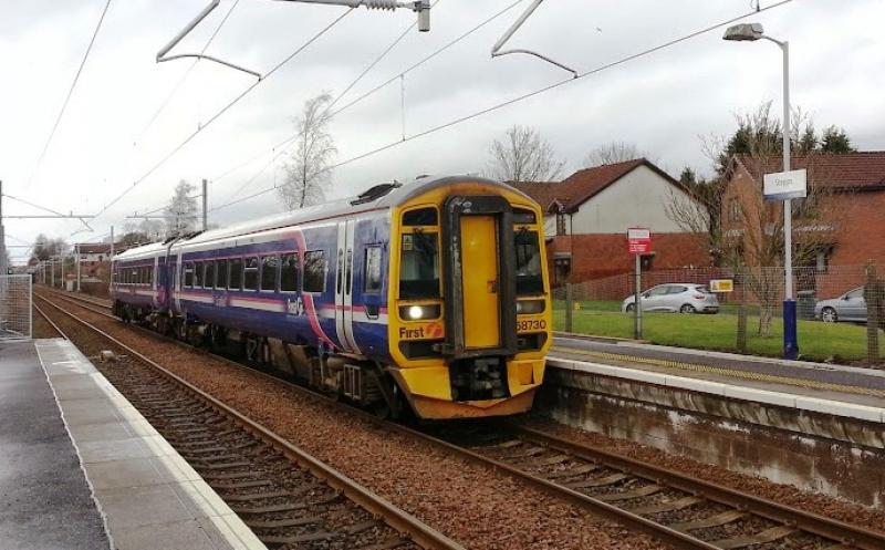 February Stepps: 158 730 arrives at a wet and windy Stepps Station on 25 February 2014. Photo of February Stepps