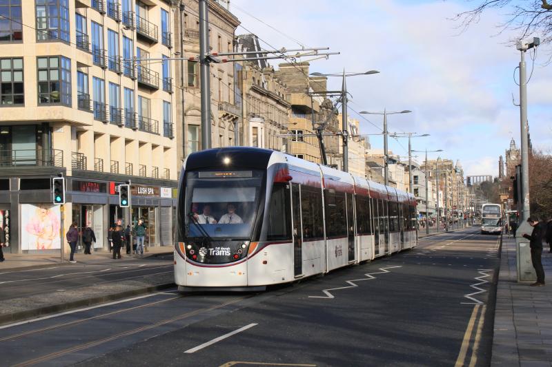Tram 255: Tram 255 passing along Princes St on 25/02/2014 Photo of Tram 255