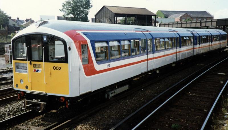 Isle of Wight stock: Ex London underground stock at Fratton awaiting transport to the Isle of Wight Photo of Isle of Wight stock