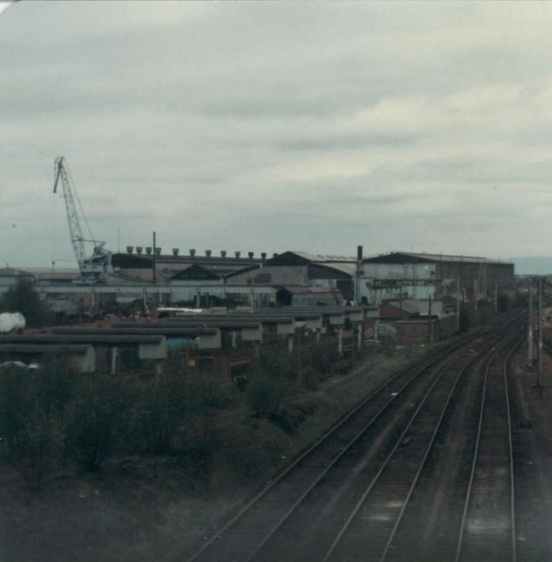 MOTHERWELL LONG WELDED RAIL DEPOT: MOTHERWELL LWR DEPOT. FROM A SCAN PHOTO.1984 Photo of MOTHERWELL LONG WELDED RAIL DEPOT