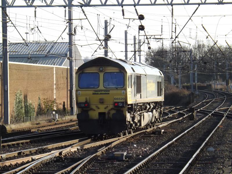 December Departure: 66 520 leaves Carlisle running light engine on 4th December 2013. Photo of December Departure
