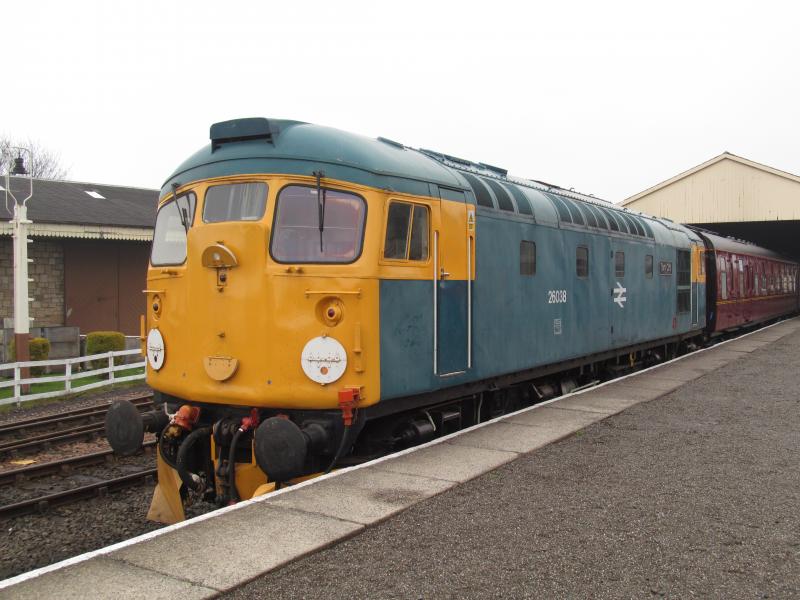 26038 in Bo'ness: 26038 Tom Clift in Bo'ness station. 29/3/2014 Photo of 26038 in Bo'ness