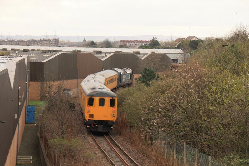 1Q13: 37601 on 1Q13 Mossend to Craigentinny passing the industrial units on the former Meadows yard en route to Millerhill from Leith on 09/04/2013. Photo of 1Q13