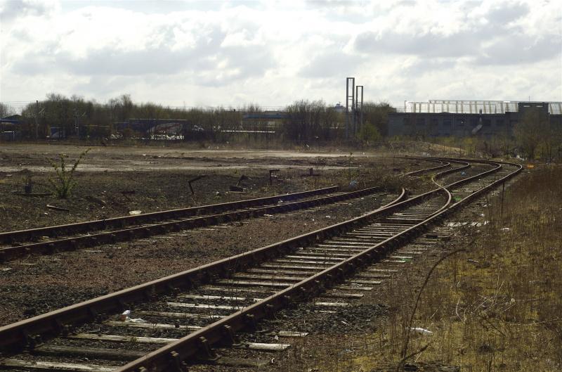 BOC Sidings.jpg: The sidings at BOC Polmadie looking towards the main line. Photo of BOC Sidings.jpg