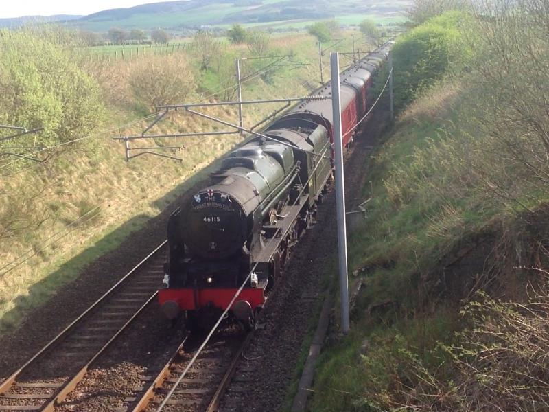 Scots Guardsman: 46115 passes under Leggatfoot bridge on the Great Britain VII Photo of Scots Guardsman