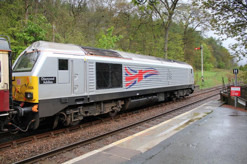 1Z23 - 67026 - UK Railtours Cock of the North tour : Dunkeld & Birnam in the rain Photo of 1Z23 - 67026 - UK Railtours Cock of the North tour