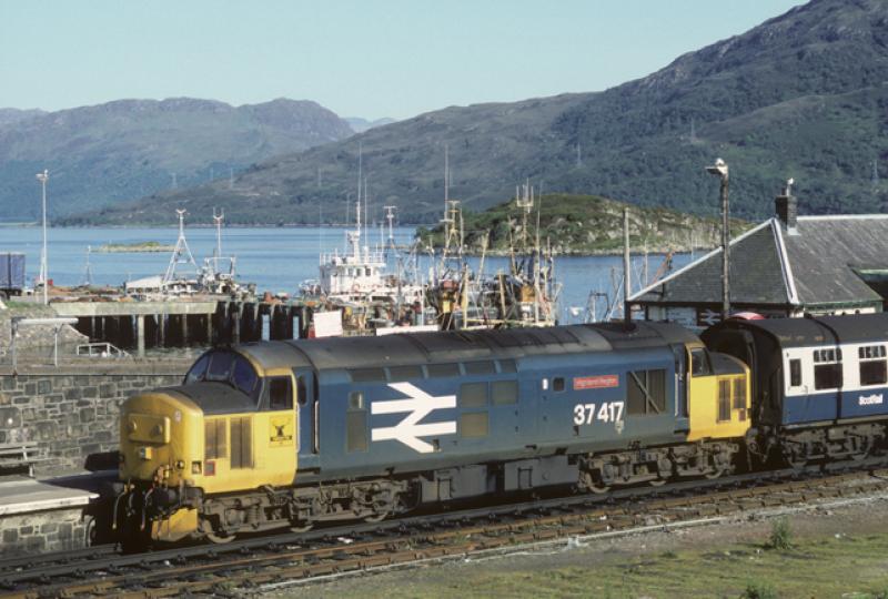 Gone fishing: 37417 waits at Kyle in glorious evening light. The fleet is in apparently.22nd June 1986 Photo of Gone fishing