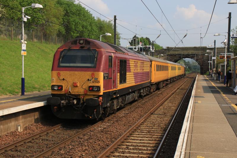1Q47: 67025 on the rear of 1Q47 10.38 Heaton T & RSMD to Derby RTC passing through Musselburgh on 19/05/2014 Photo of 1Q47
