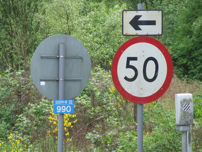 GSM radio sign: Whilst out for 4Z47 at Ladybank on Sunday, I noticed this GSM radio sign had been installed beside points 377B and ground signal EB880. Is this a new quick way of the driver informing the SC of his location? Photo of GSM radio sign
