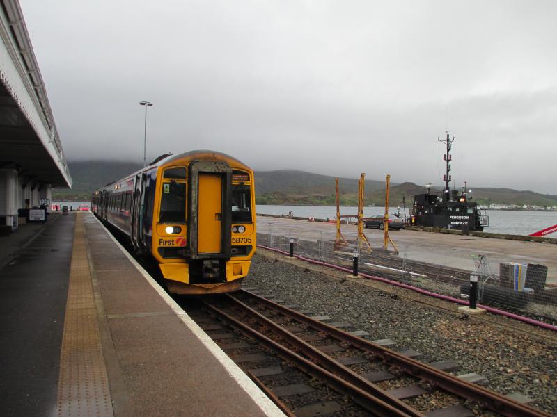 158705 at Kyle of Lochalsh: Class 158 #158705 about to leave Kyle of Lochalsh with the 14.37 to Inverness. Photo of 158705 at Kyle of Lochalsh