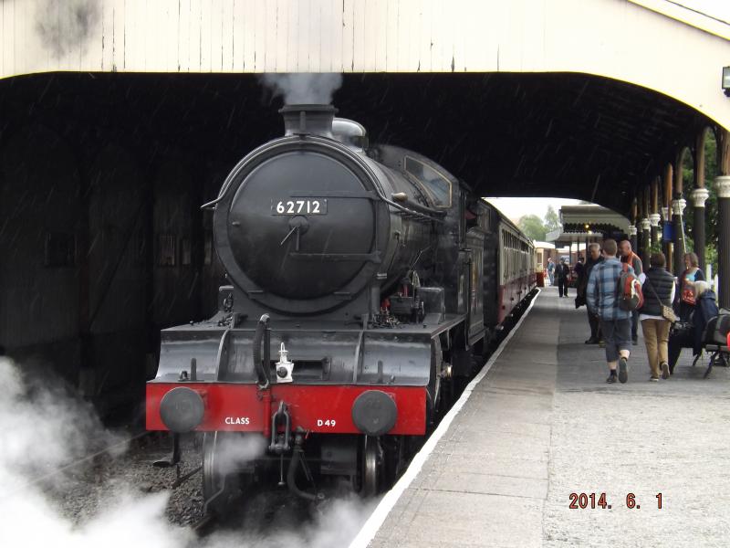 LNER/BR Morayshire: Echoes of the 1950s as BR liveried Morayshire awaits departure from Bo'ness on 1st June 2014. Photo of LNER/BR Morayshire