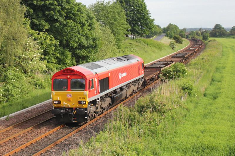 6E69_Georgemas Jnct - Hartlepool: 66114_passing Luncarty Photo of 6E69_Georgemas Jnct - Hartlepool
