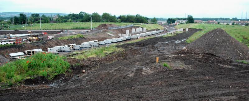 New Shawfair station on the Borders Railway: Platform starting to take shape at the new Shafair station, which is double track at this point. Photo of New Shawfair station on the Borders Railway