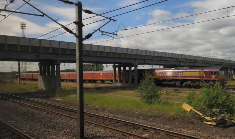 66132 sits on top of a 325 at Tyne Yard.: 66132 sits on top of a 325 at Tyne Yard, after a drag maybe? Photo of 66132 sits on top of a 325 at Tyne Yard.