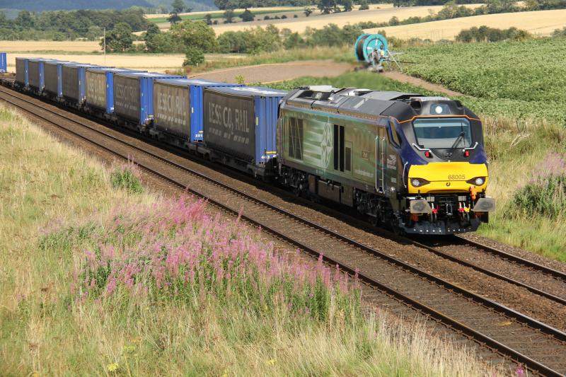 68005 - 4D47 Inverness - Mossend : Passing sunny Forteviot 31/07 Photo of 68005 - 4D47 Inverness - Mossend